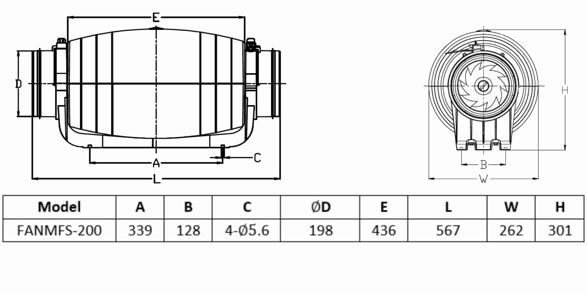 fanmfs200 dimensionsm mixed flow 2 speed fan fanmfs200 dimensions